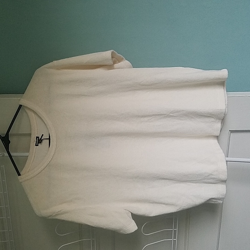 Monrow Terry Cloth Tee Shirt Pearl Crew Neck Short Sleeve Size Extra Large NWT